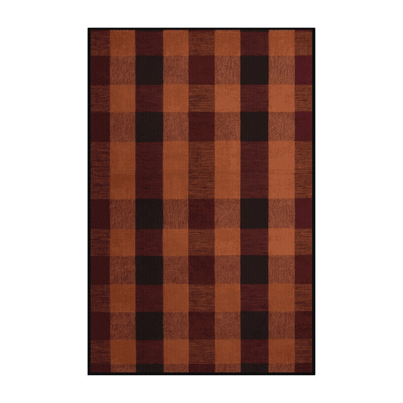 Tapis damier noir lavable à la machine, Rectangulaire 2 pi x 3 pi