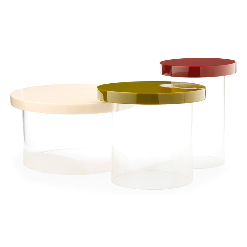 Table de bout en acrylique, Rougir, H 13 po x l 24 po x P 24 po