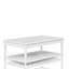 Table basse traditionnelle avec deux tiroirs de rangement et roulettes en bois massif blanc