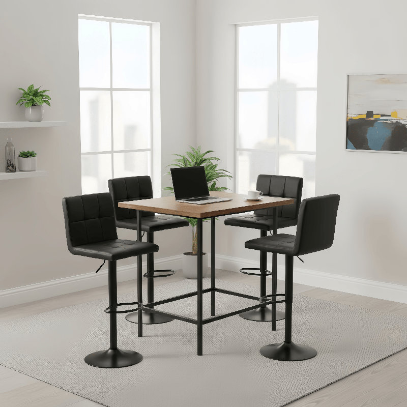 Swivel Upholstered Adjustable Height Counter Stool with Metal Frame