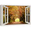 Automne, automne «Window View Orange Tree Autumn Forest Path Trail Nature Scenic Landscape» sur toile-98448532