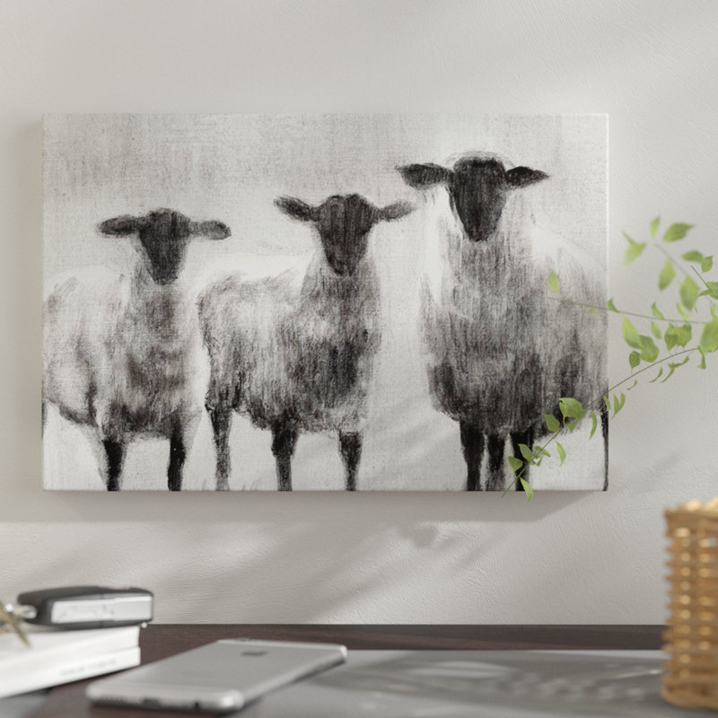 «Sheep I», reproduction sur toile, H 26 po x l 40 po x P 1,5 po, Pas de tapis, Toile tendue