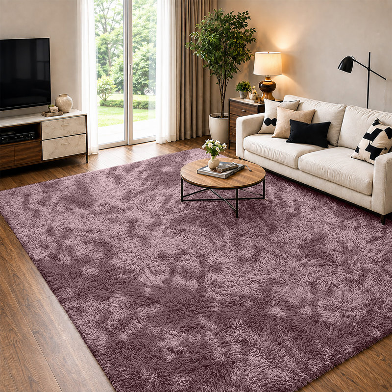 Soft Fluffy Living Room Large Area Rug, Rectangle 50 x 80 cm, Tye Dye Pink/Lilac