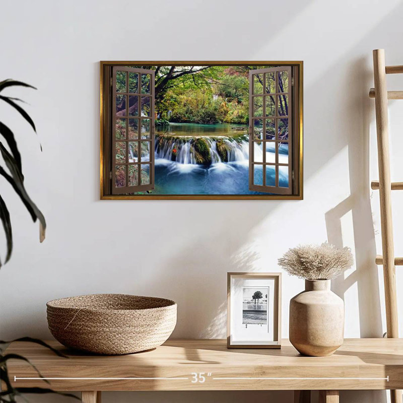 Open Window, Floating Frame Gold, 19" X 13"