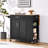 36″ H  Kitchen Island Cart with Solid Wood Top and Storage-106815335
