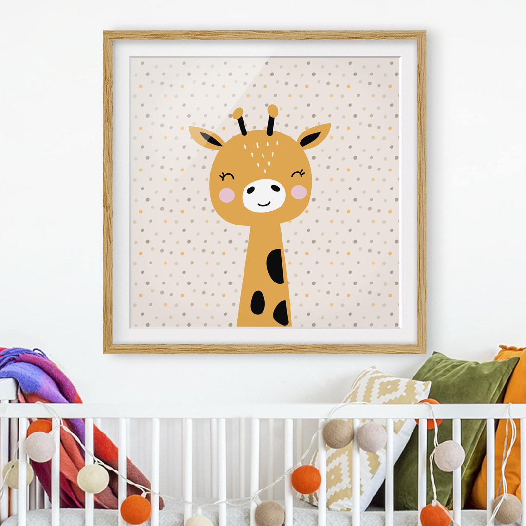 Gerahmtes Papierbild Baby Giraffe