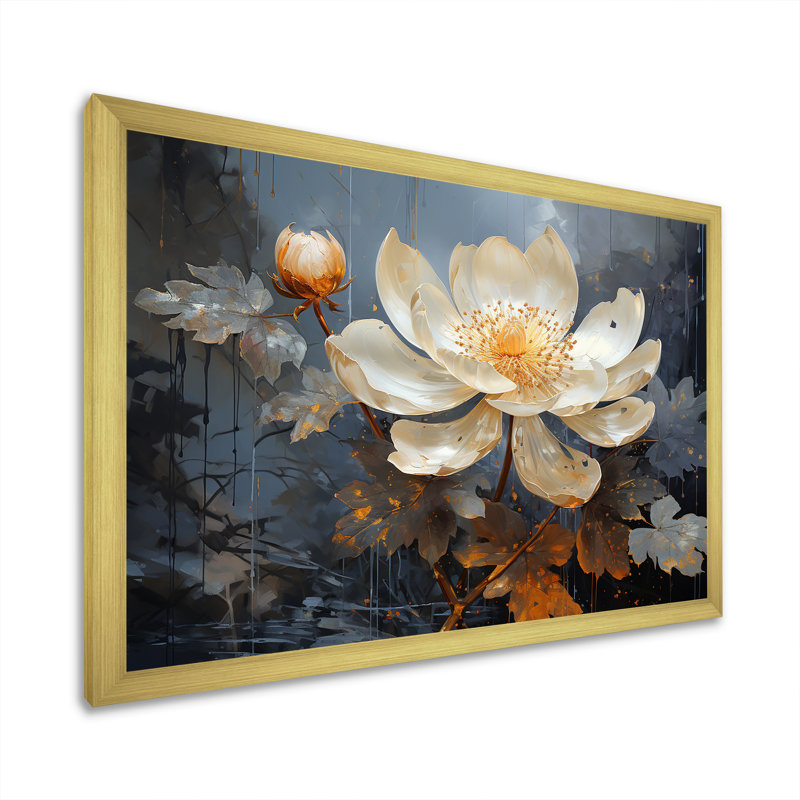 Golden Lotus Tranquility I sur impression sur toile, H 12 po x l 20 po x P 1 po, Cadre doré simple