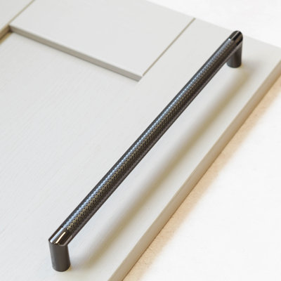 Gunmetal Chrome Knurled D-Bar Handles