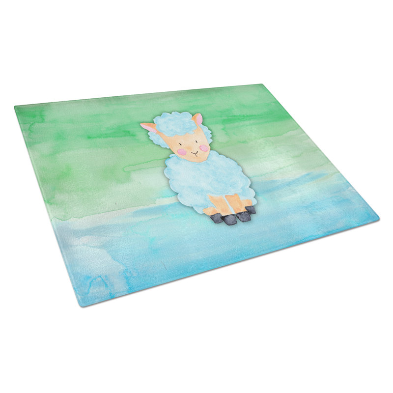 Caroline's Treasures Tempered Glass Sheep Lamb Watercolor Cutting Board