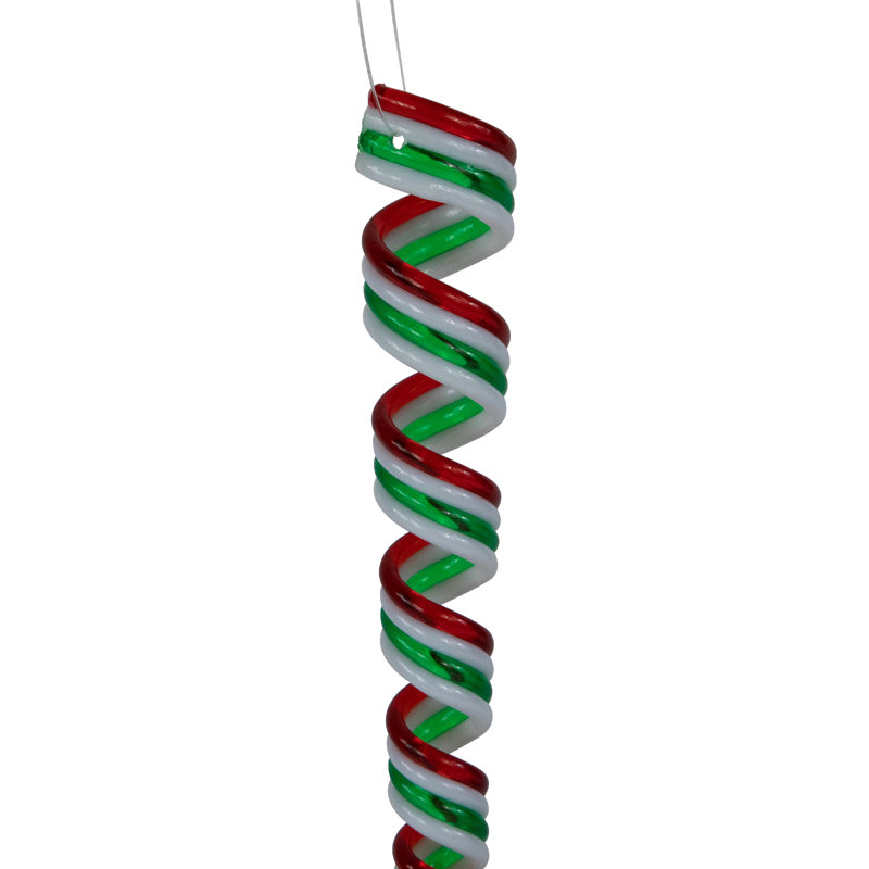 7 " Striped Plastic Candy Canes Ornament, White/Green/Red