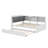 Solid Wood Daybed Frame With Trundle, Upholstered Storage Headboard, Shelves And Rotatable Board-598068234-598068229