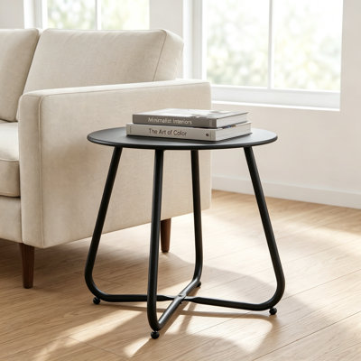18" Black Steel Patio Side Table