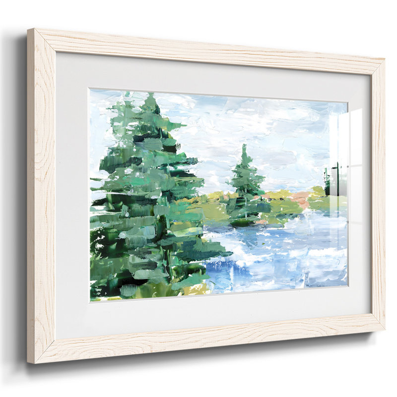 Evergreen Lake I, reproduction d'art encadrée, Blanc, H 22 po x l 32 po