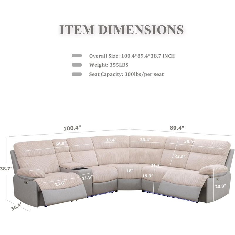 Canapé modulaire inclinable électrique