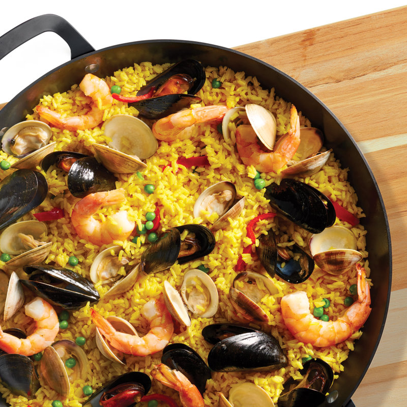 Poêle à paella en acier au carbone 5,5 qt