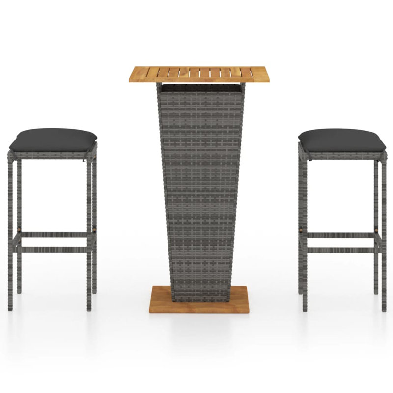 Ensemble repas pour 8 personnes avec coussins Tocarra Square, 23.6" Table length, Gris, 2