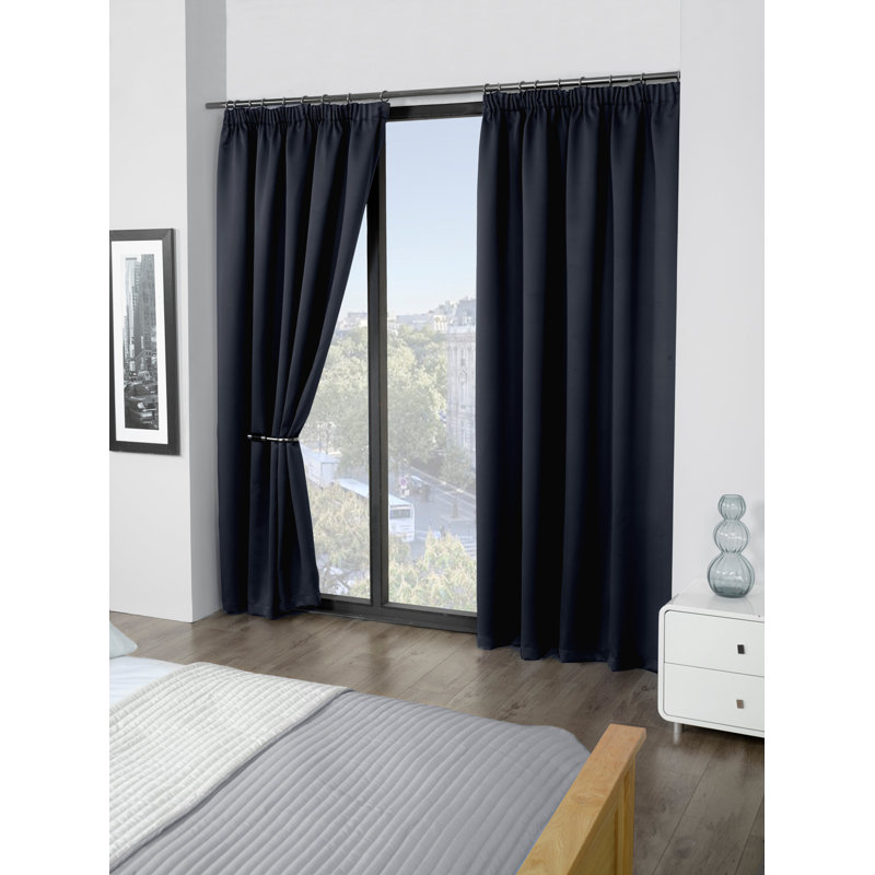 Cozine Blackout Curtain Pair, 168 W x 137 D cm, Black