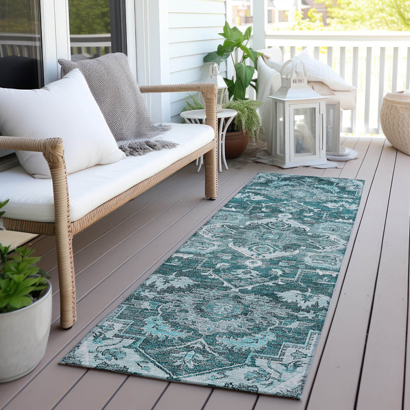 Tapis d'entrée / extérieur antidérapant Malchow, Tapis de couloir 2 pi 3 po x 7 pi 6 po