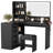 Corner Makeup Vanity Desk with Lights and Mirror, 47" L Shaped Vanity Set with Cushioned Stool& Charging Station, , 5 Drawer, Adjustable 3 Lighting Mode, Bedroom Large Dressing Table-106463123