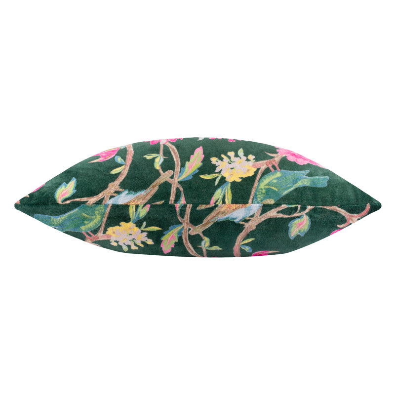 Ataman Floral Square Cushion, Polyester, Green