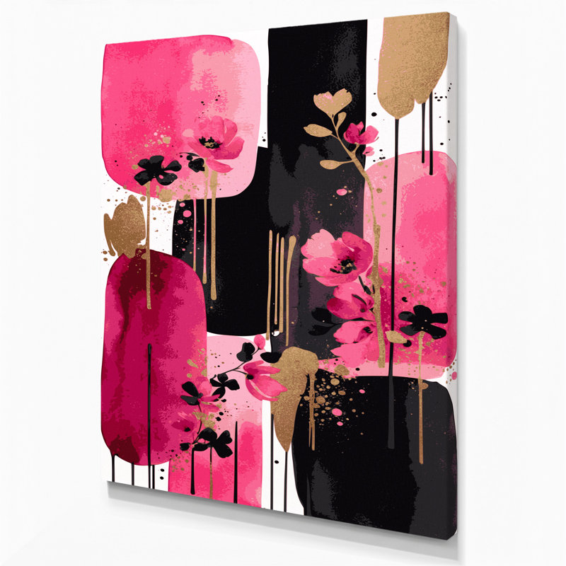 Abstrait aquarelle sur toile rose, H 24 po x l 20 po