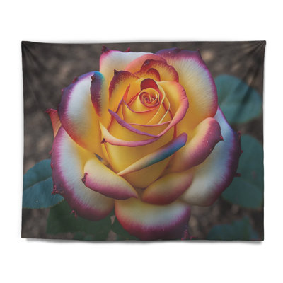 Red And Yellow Blossoming Spring Rose II Polyester Tapestry
