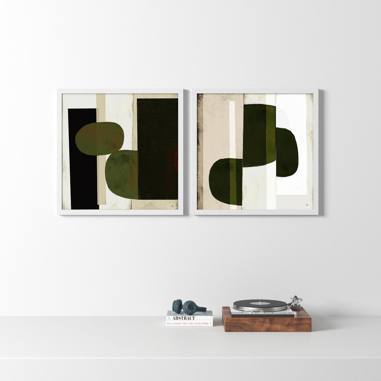 Collage 2-Piece Painting Set, 16" H x 32" W, White