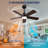 Smart Indoor/Outdoor Ceiling Fan with Light, Dual Finish Black/Walnut 6-Blade, Remote  Control, Dimmable LED, 6-Speed Quiet DC Motor, Reversible