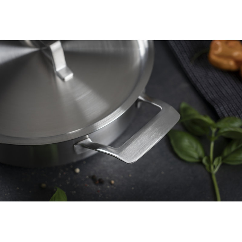 Kuhn Rikon Culinary Fiveply Stainless Steel Induction Safe Shallow Casserole Pot, 28cm / 4.5L