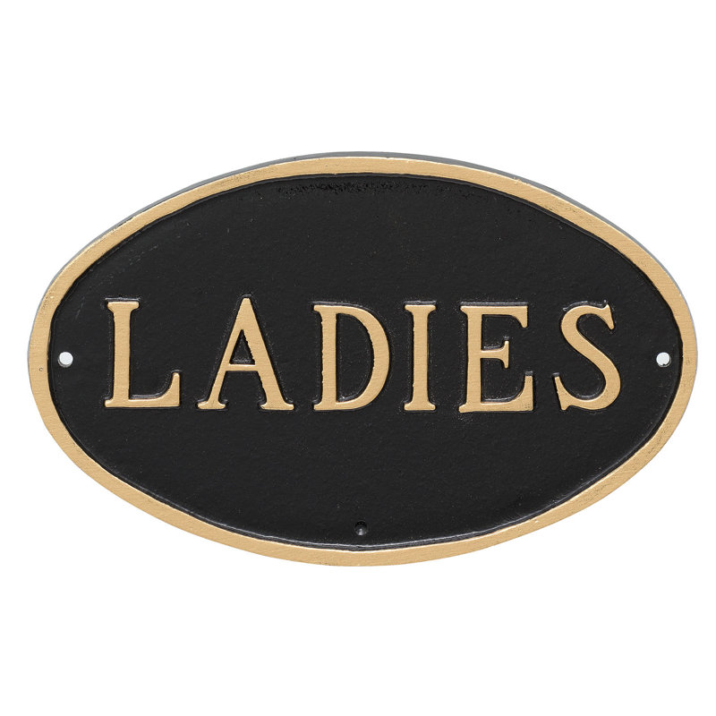 Ladies Restroom Statement Garden Plaque, Black/Gold