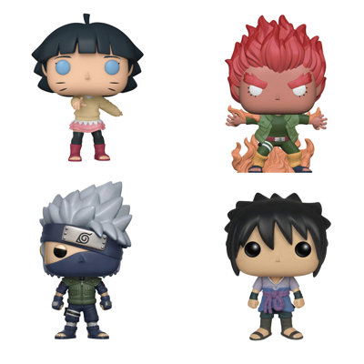 Funko Pop! 4 Pack Anime Mix: Himawari Uzumaki #1654, Might Guy (Eight Inner Gates) #824, Kakashi #182, Sasuke #72