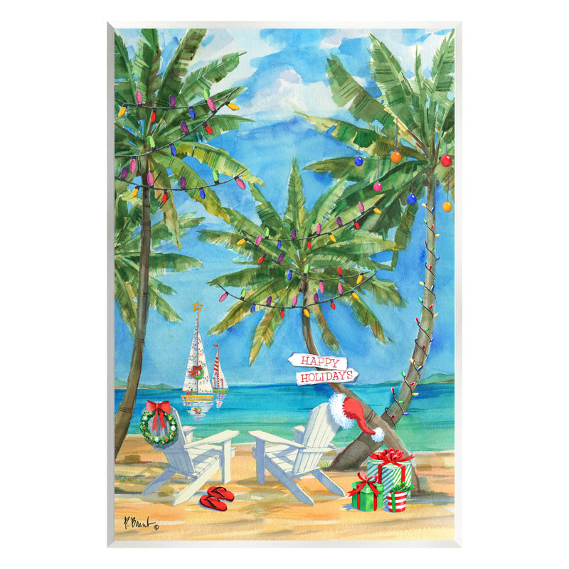 «Holiday Palms Warm Island Winter», art mural par Paul Brent, H 19 po x l 13 po x P 0,5 po