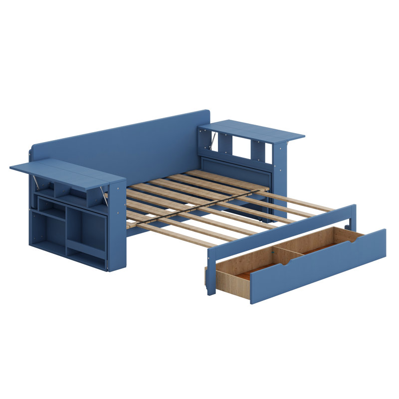 Lit de jour avec bureau amovible, Bleu