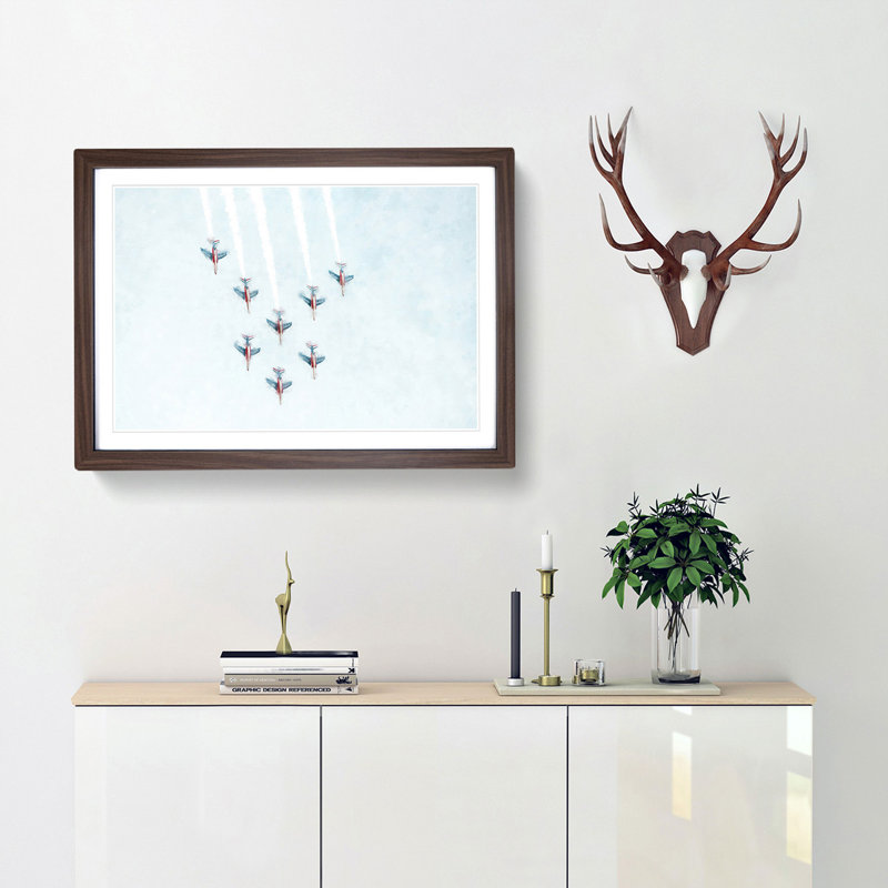 Plane Aerobatics - Framed Print, Walnut Framed, 45cm H x 63cm W x 2cm D