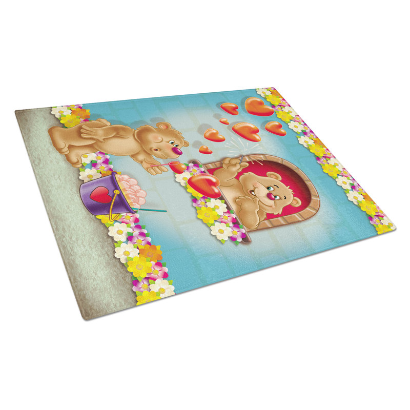 Planche à découper en verre trempé teddy ours romeo et juliet love