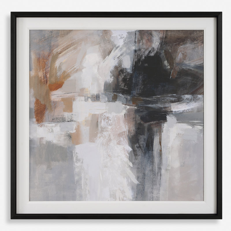 Neutral Abstract Framed Print with Black Wood Frame