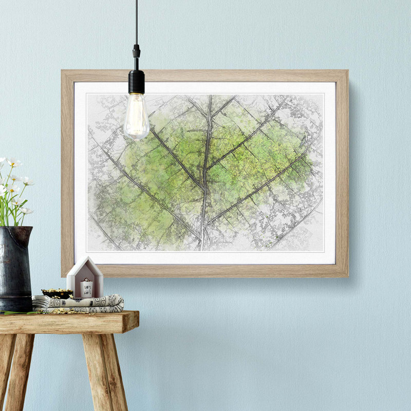 Lines of the Leaf in Abstract - Picture Frame Graphic Art Print, 35cm H x 50cm W x 2cm D, Oak