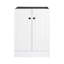 Meuble-lavabo autoportant 24 po avec portes à fermeture douce, base de rangement en contreplaqué blanc