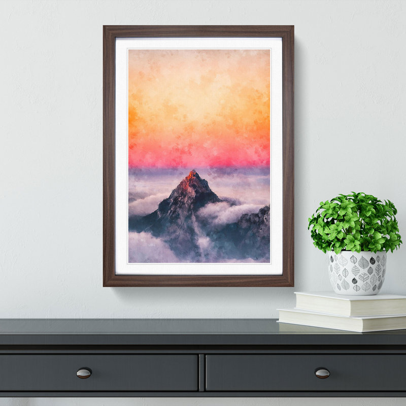 The Top of Matterhorn Mountain - Picture Frame Painting Print, 87cm H x 62cm W x 2cm D, Walnut Framed