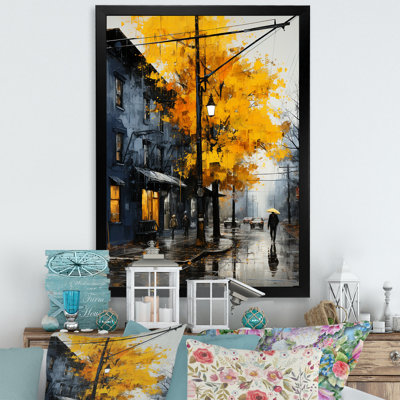 Yellow Autumn Cityscape - Abstract Landscape Wall Art