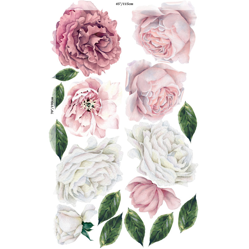 Adhésif décoratif pivoine avec bouton de rose Hiya