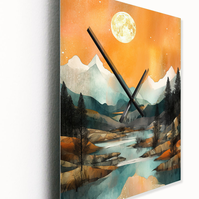Horloge murale Teal Bold Mountain I - Lacs et rivières, Très grand