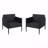 Set Of 2 Outdoor Patio Club Chair, Black Aluminum