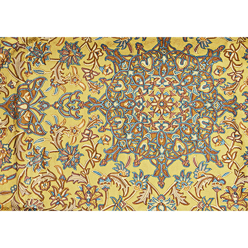 Hand Knotted Wool Area Rug in Gold