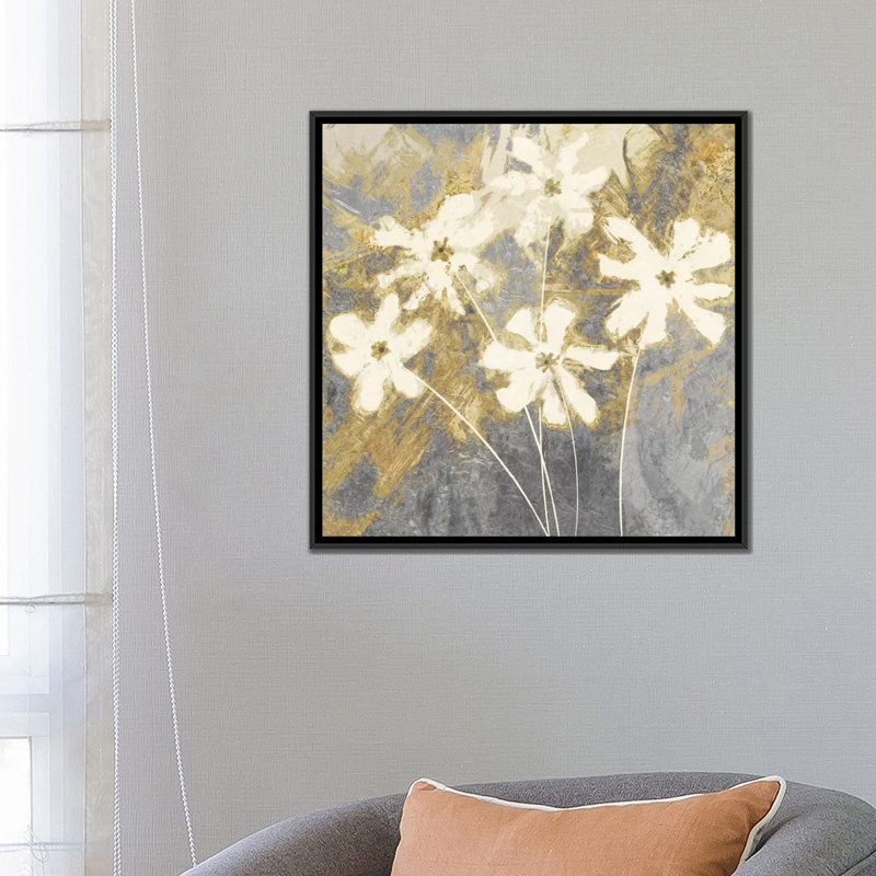 «Golden II», impression sur toile, H 18 po x l 18 po x P 1,5 po, Pas de tapis, Toile avec cadre noir