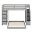 Lit superposé avec tablettes, tiroirs et escalier de rangement-399767420