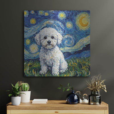  'Bichon Frise Starry Night' by Rich Monet Metal Wall Art, 24" x 24"