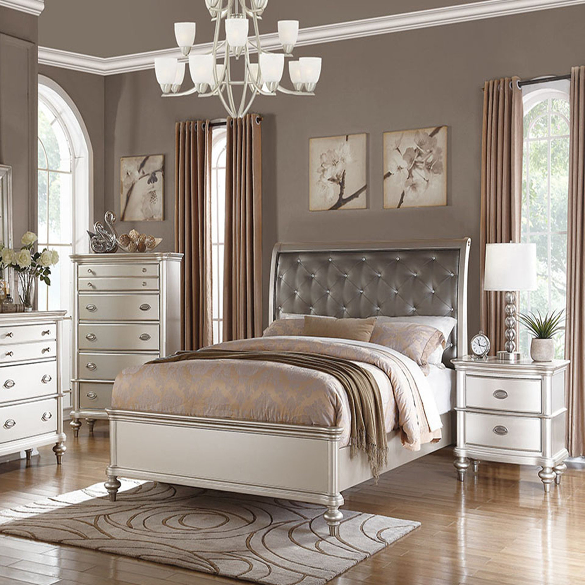 Rosdorf Park Tufted Headboard 1pc Bed Bedroom Furniture Luxurious Look ...