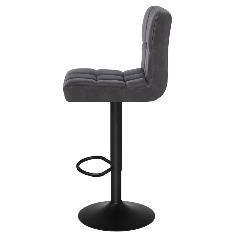 Deristin Swivel Upholstered Adjustable Height Counter Stool with Metal Frame, Anthracite