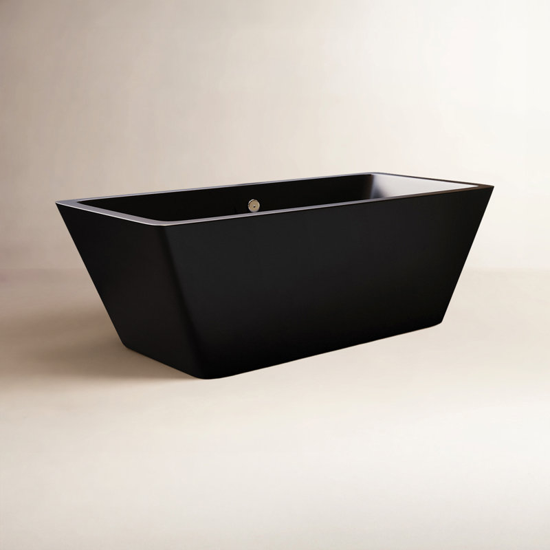 Mendocino NativeStone Concrete 66" x 34" Freestanding Soaking Bathtub, Charcoal